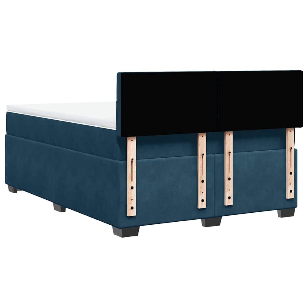 Krevet box spring s madracem plavi 160 x 200 cm baršunasti