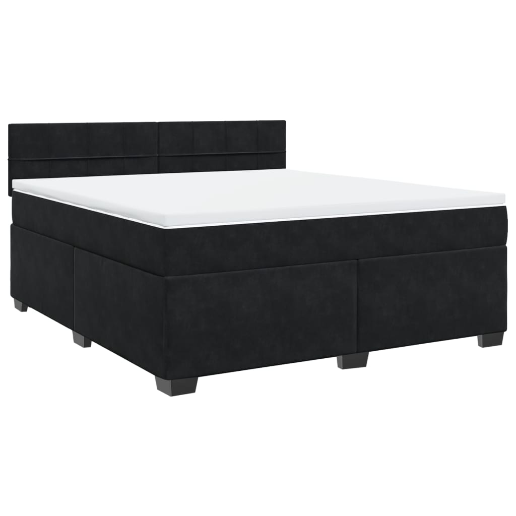 Krevet s oprugama i madracem crni 180x200 cm baršunasti
