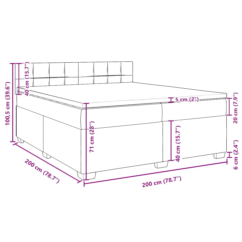 Krevet s oprugama i madracem tamnozeleni 200x200 cm baršunasti