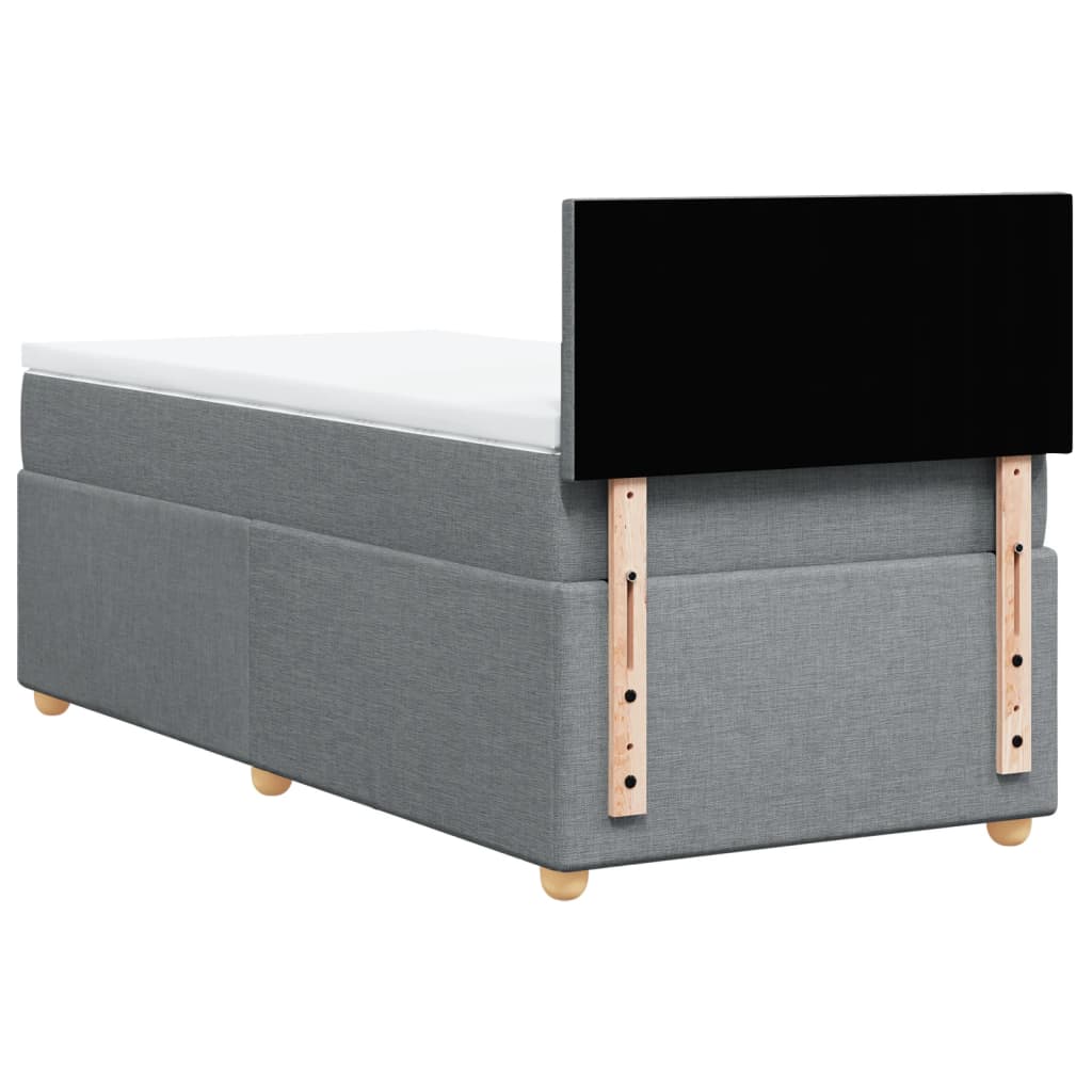 Box spring krevet s madracem svjetlosivi 90x190 cm od tkanine