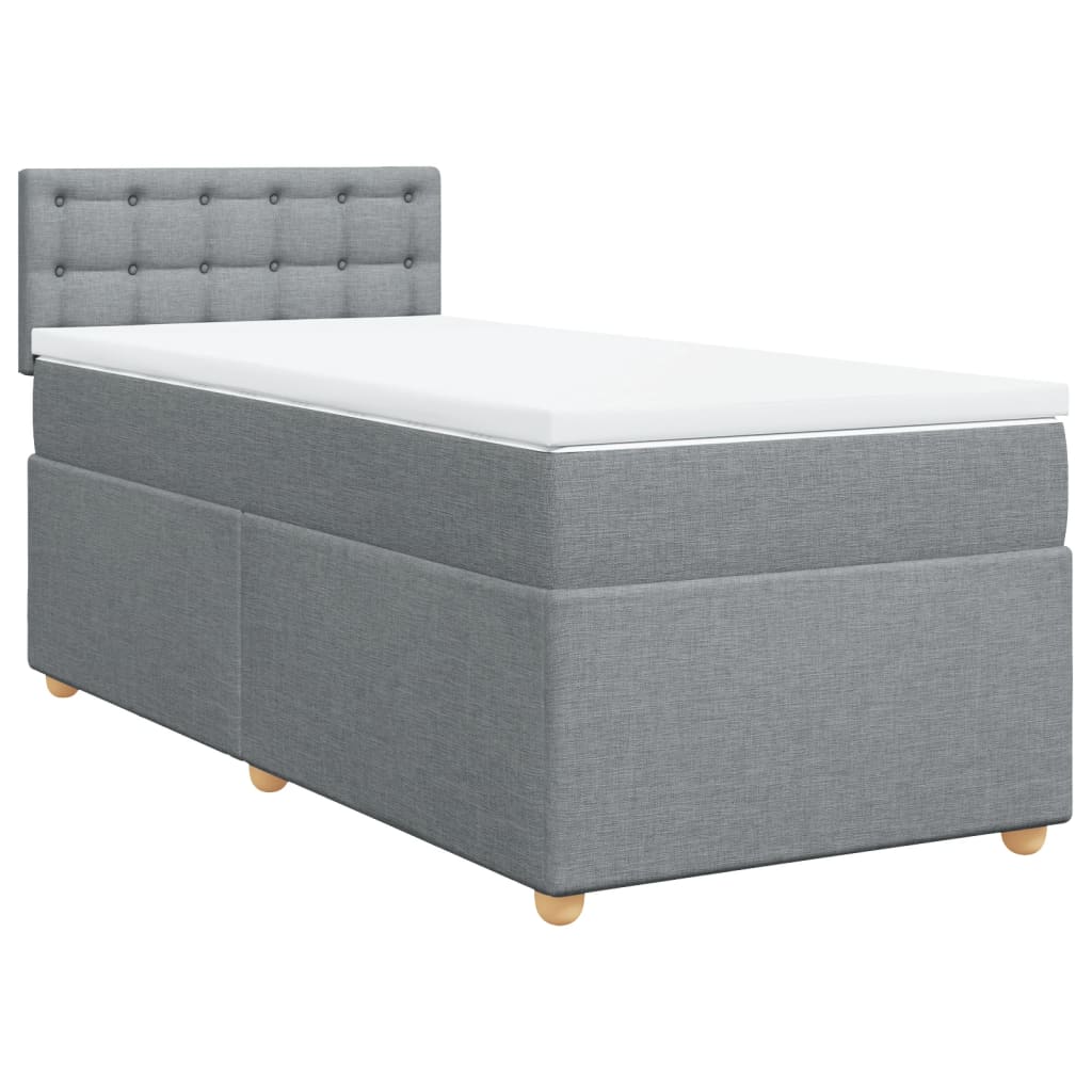 Box spring krevet s madracem svjetlosivi 90x190 cm od tkanine