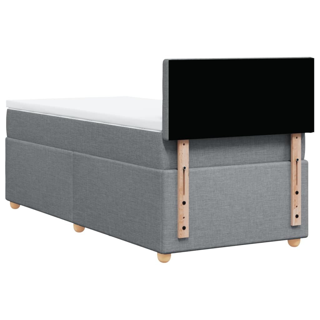 Box spring krevet s madracem svjetlosivi 90x190 cm od tkanine