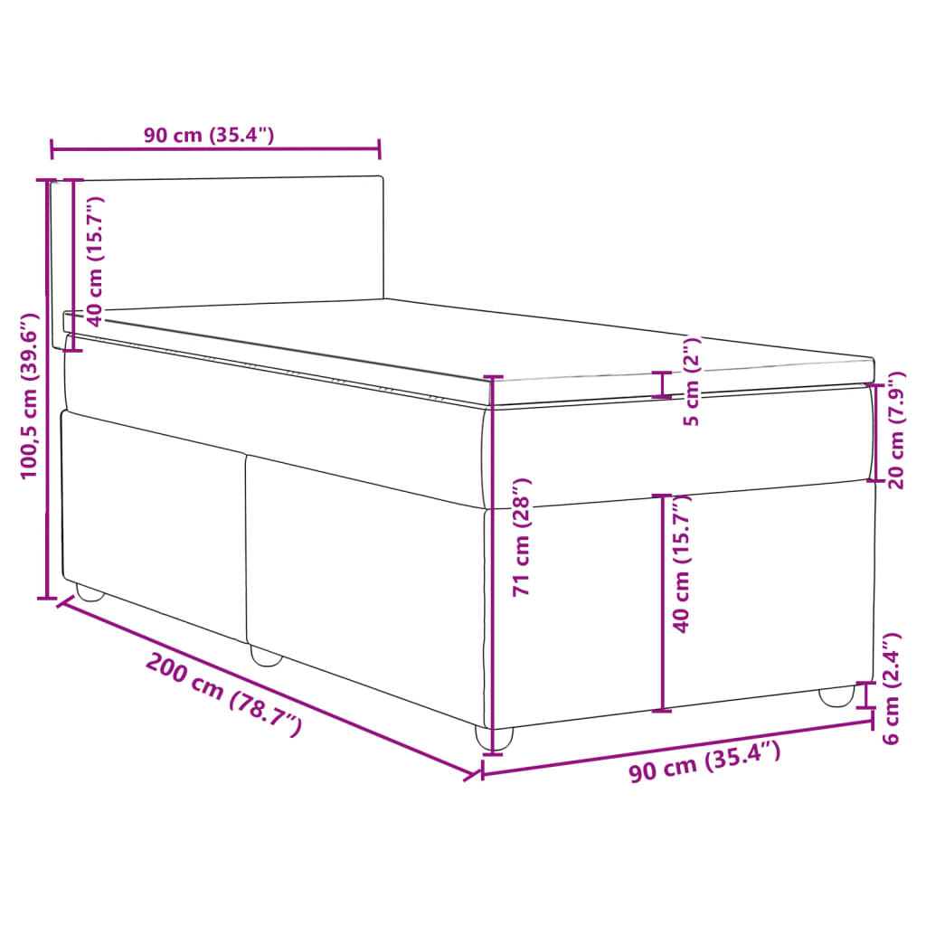 Krevet s oprugama i madracem crni 90x200 cm od tkanine