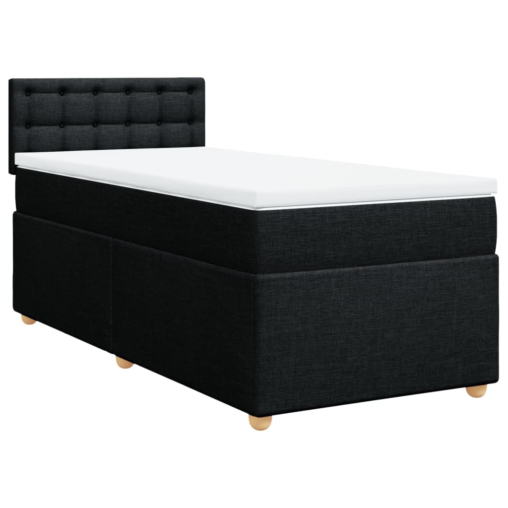 Krevet s oprugama i madracem crni 90x200 cm od tkanine