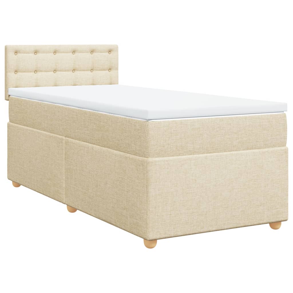 Krevet s oprugama i madracem krem 90 x 200 cm od tkanine