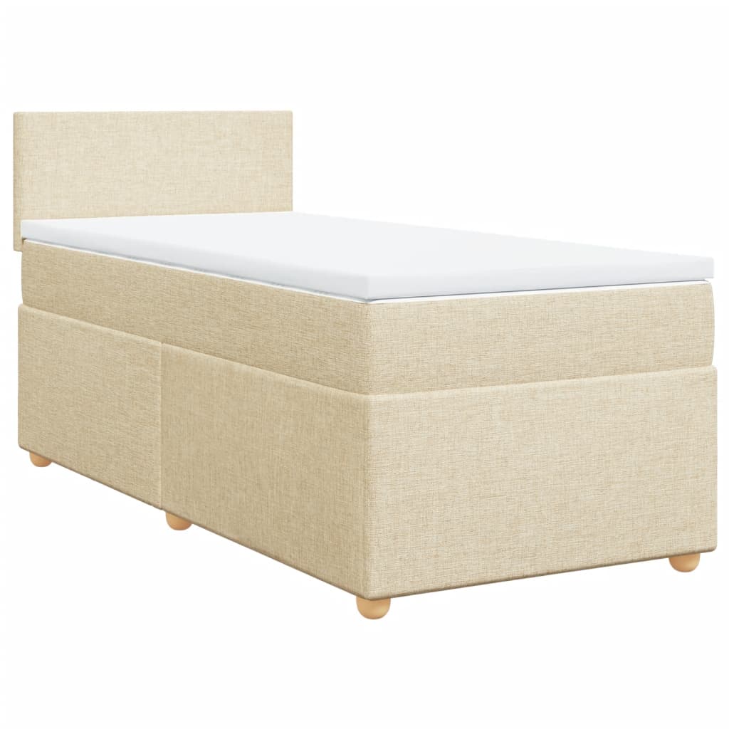 Krevet s oprugama i madracem krem 100 x 200 cm od tkanine