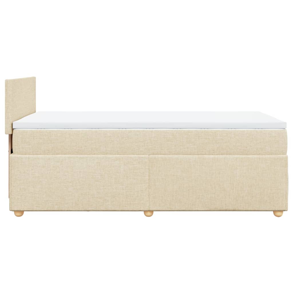 Krevet s oprugama i madracem krem 100 x 200 cm od tkanine