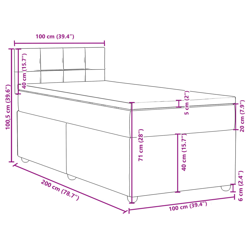 Krevet s oprugama i madracem svjetlosivi 100x200 cm od tkanine