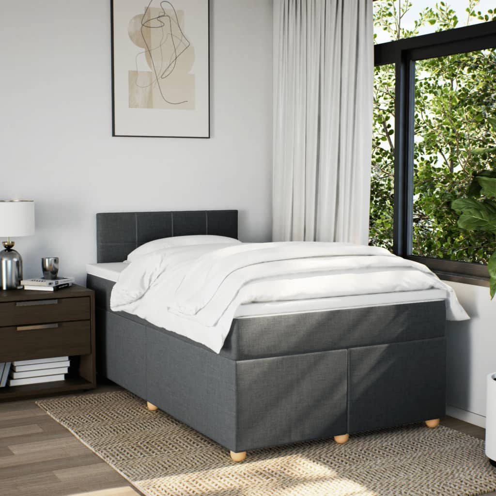 Krevet box spring s madracem tamnosivi 120 x 190 cm tkanina