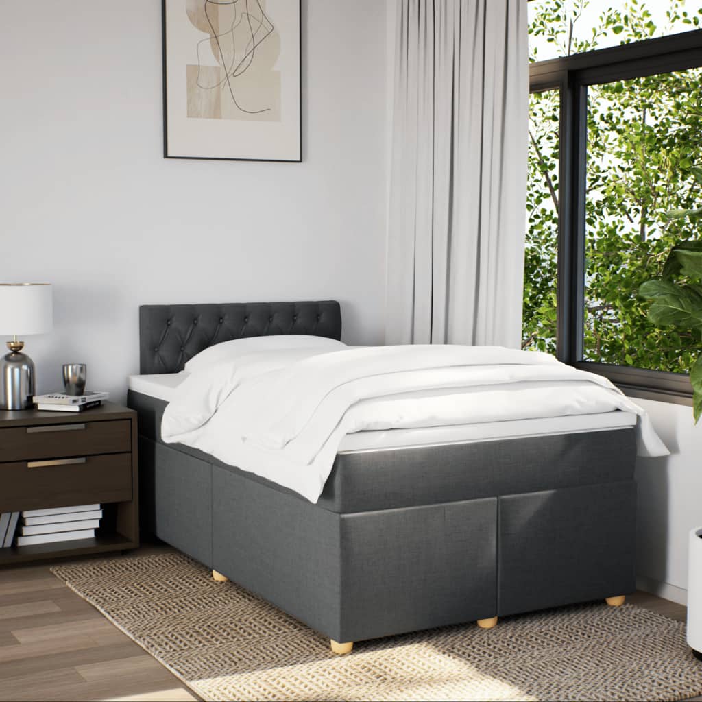 Krevet box spring s madracem tamnosivi 120 x 190 cm tkanina