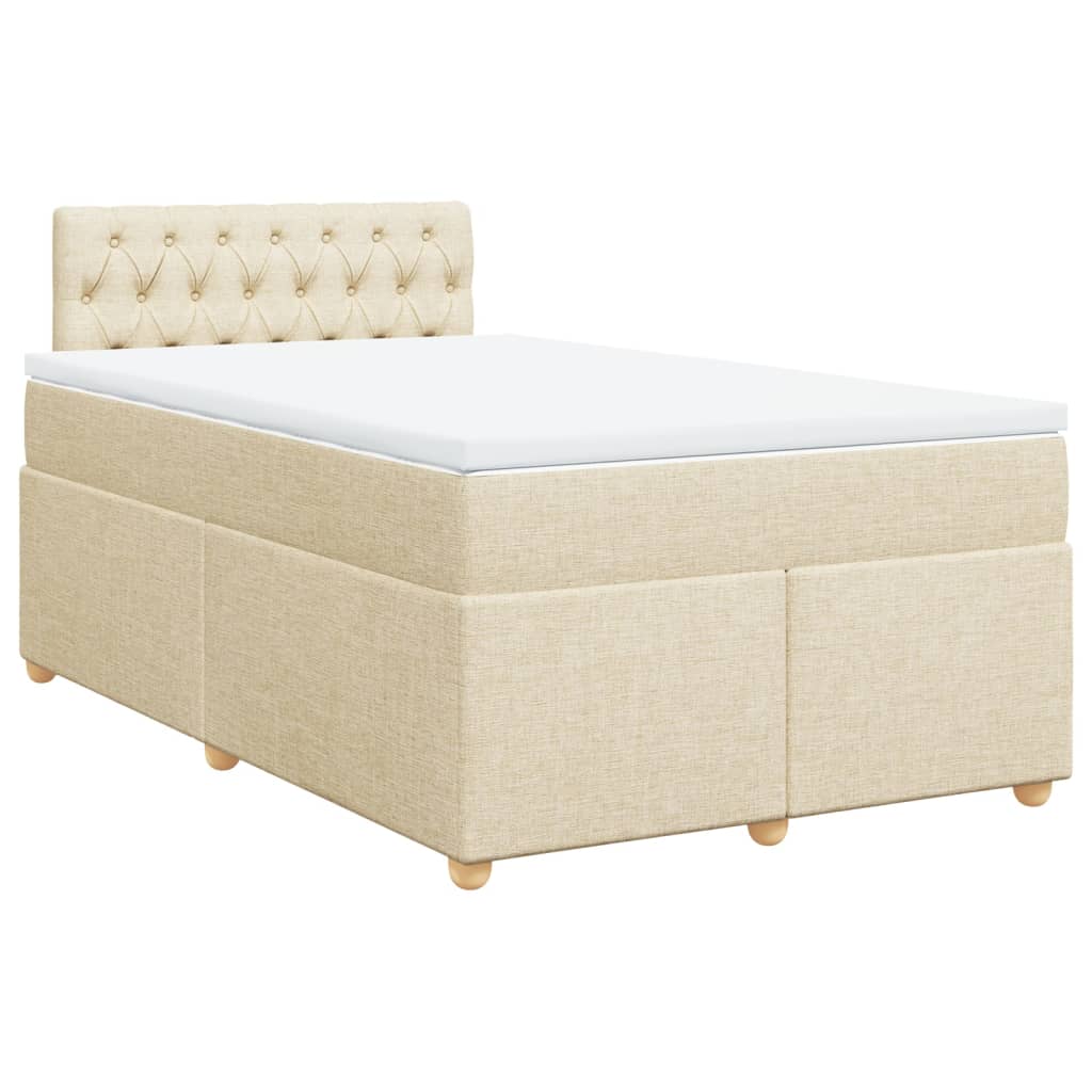 Krevet s oprugama i madracem krem 120 x 200 cm od tkanine