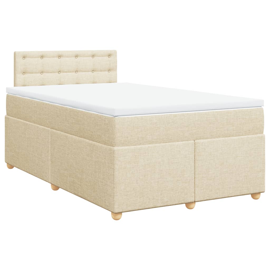 Krevet s oprugama i madracem krem 120 x 200 cm od tkanine