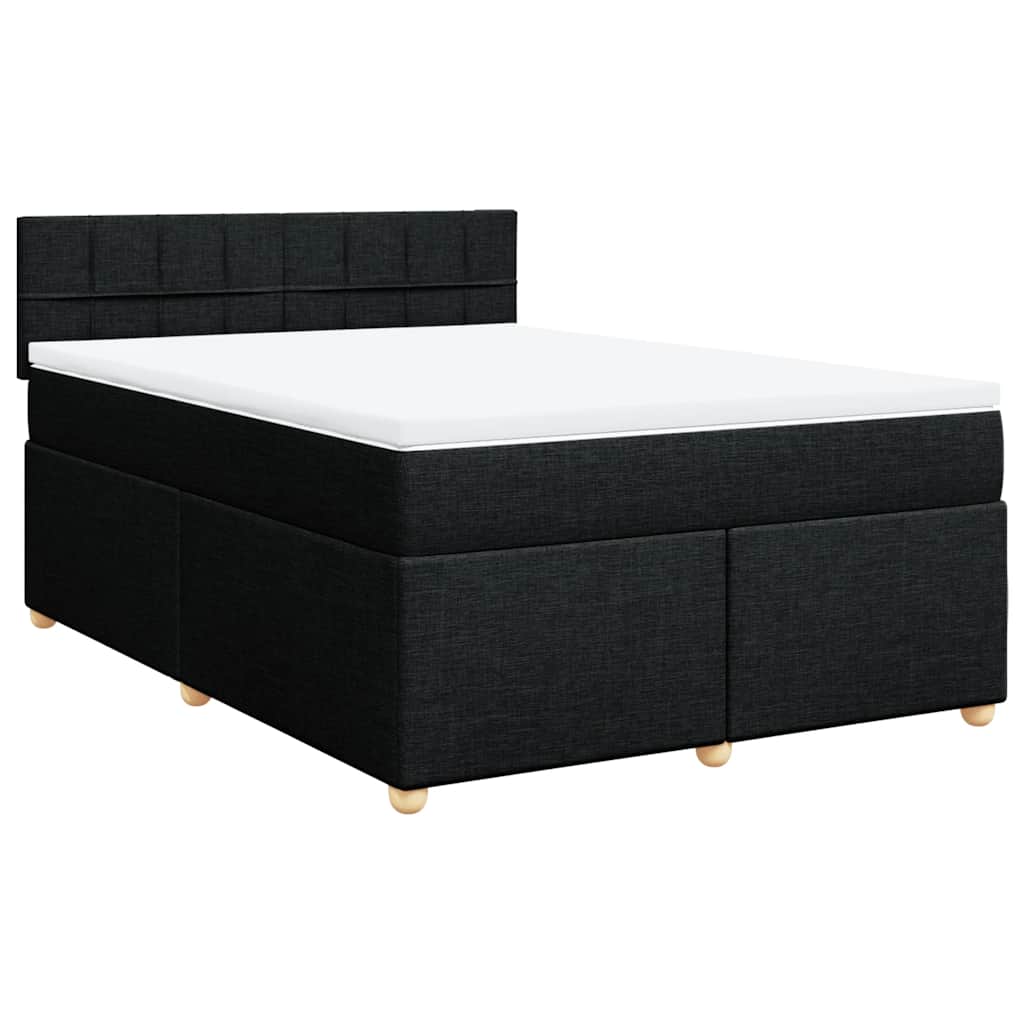 Krevet s oprugama i madracem crni 140 x 190 cm od tkanine