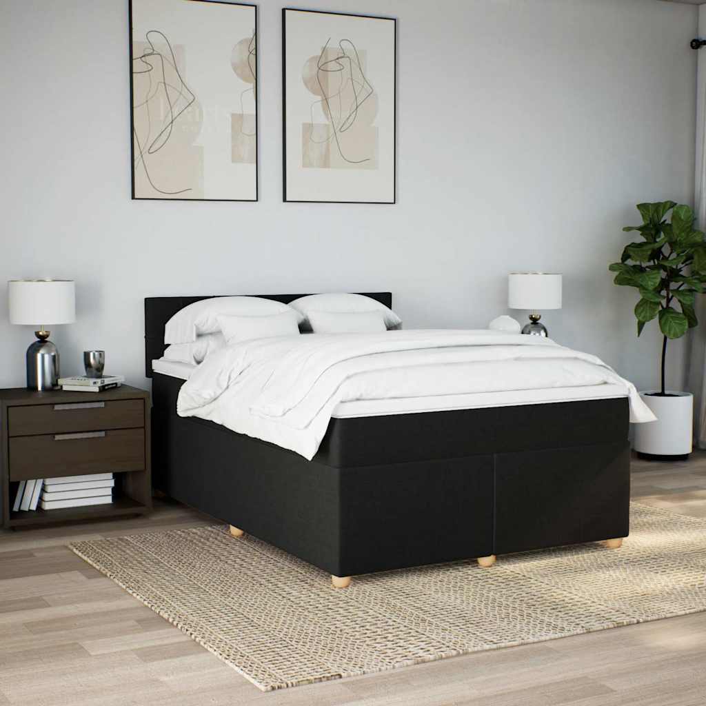 Krevet s oprugama i madracem crni 140 x 190 cm od tkanine