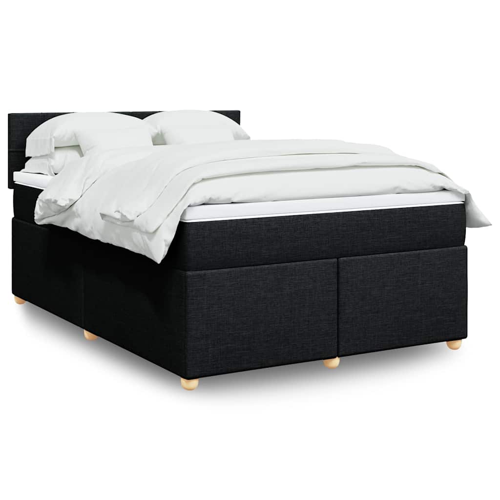 Krevet s oprugama i madracem crni 140 x 190 cm od tkanine