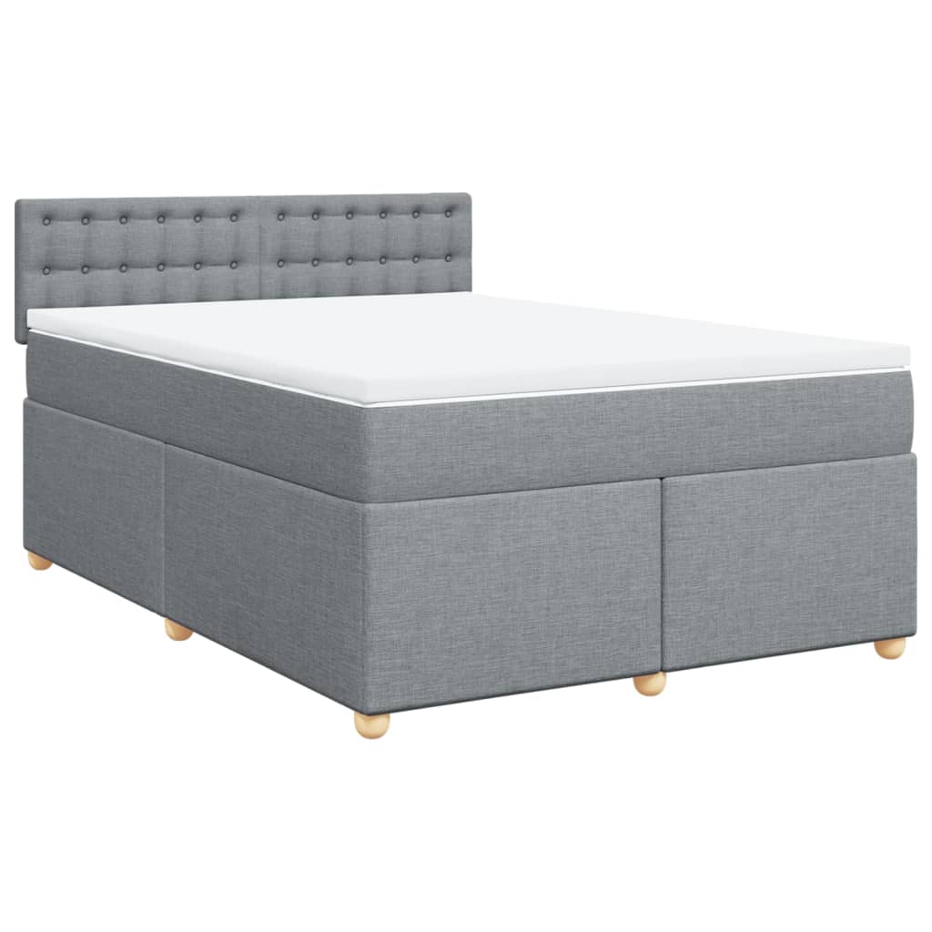 Krevet s oprugama i madracem svjetlosivi 140x190 cm od tkanine