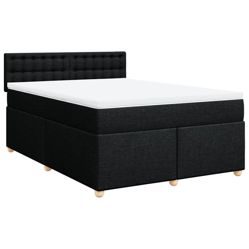 Krevet s oprugama i madracem crni 140 x 190 cm od tkanine