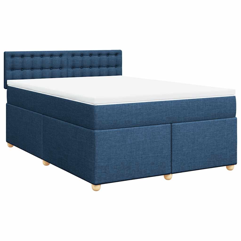 Krevet s oprugama i madracem plavi 140 x 190 cm od tkanine