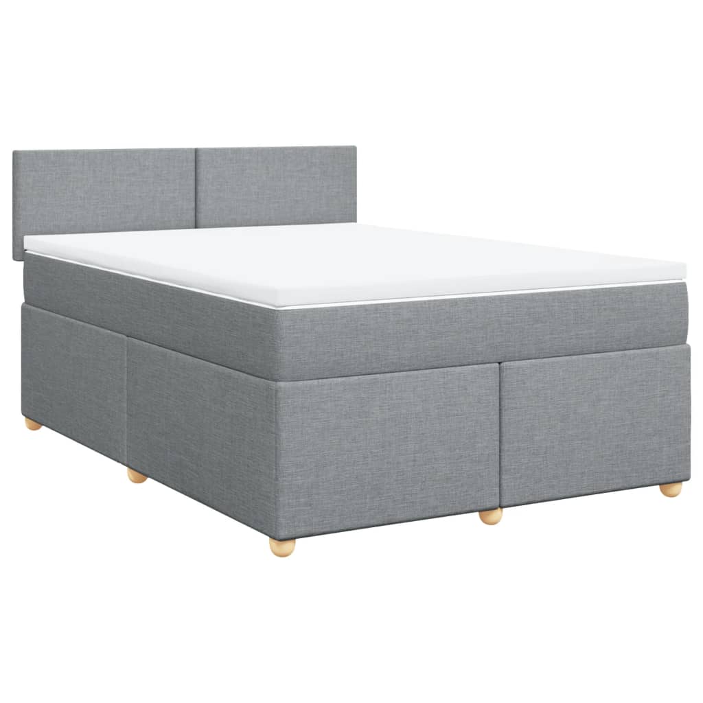 Krevet box spring s madracem svjetlosivi 140x200 cm od tkanine
