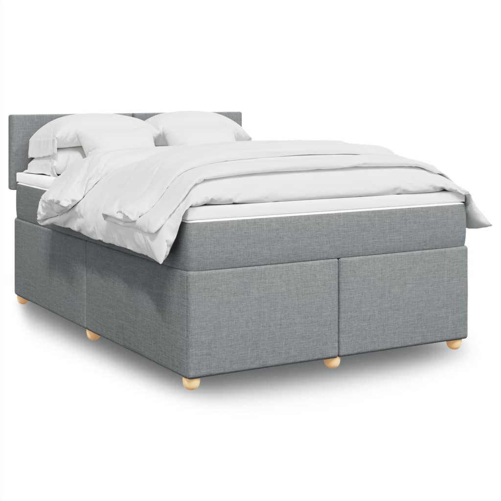 Krevet box spring s madracem svjetlosivi 140x200 cm od tkanine
