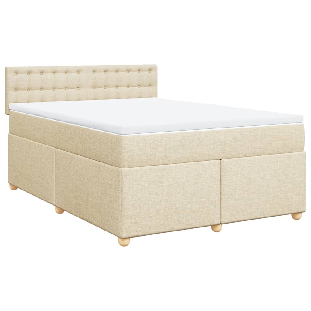 Krevet s oprugama i madracem krem 140x200 cm od tkanine