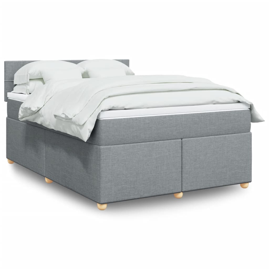 Krevet box spring s madracem svjetlosiva 160x200 cm tkanina