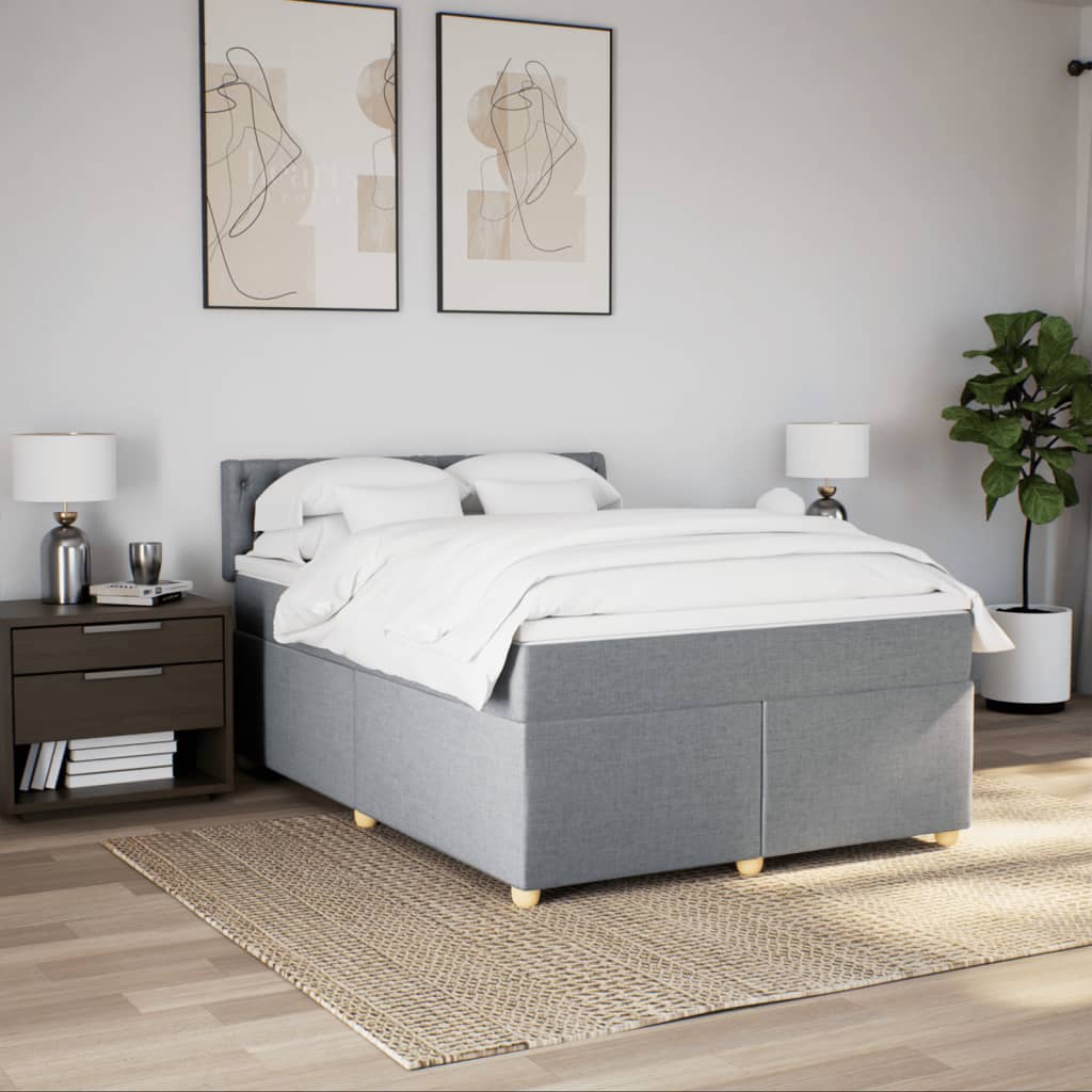 Krevet box spring s madracem svjetlosiva 160x200 cm tkanina