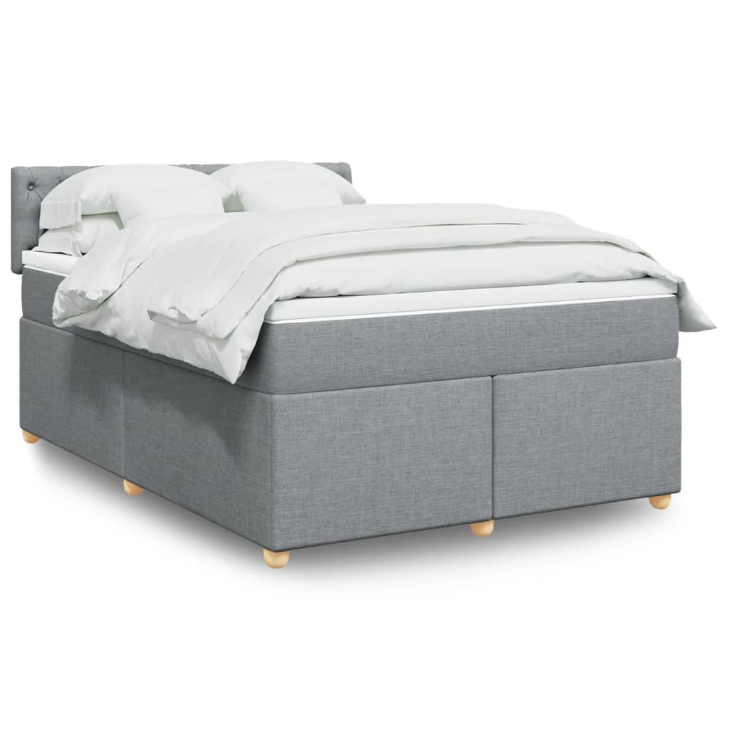 Krevet box spring s madracem svjetlosiva 160x200 cm tkanina