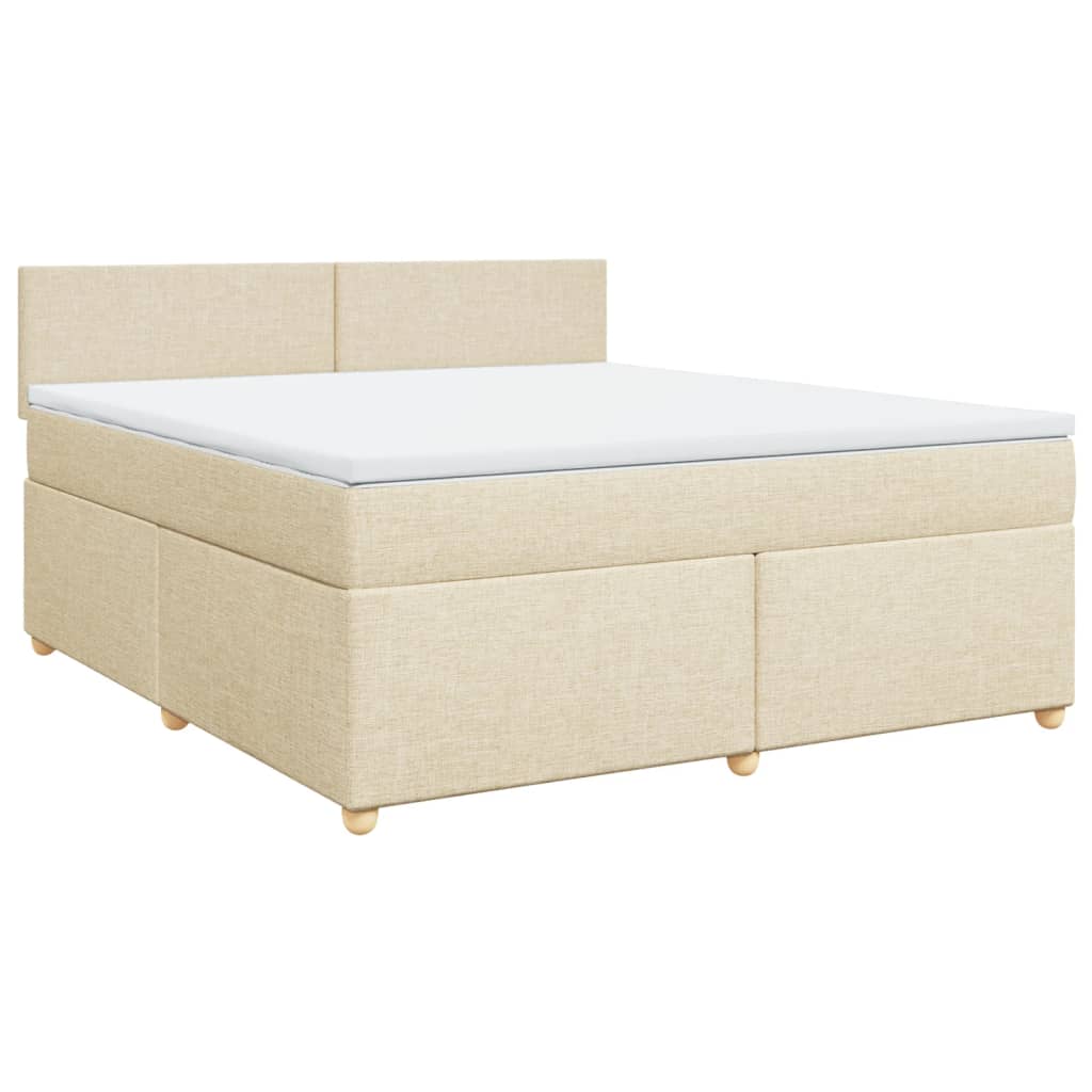 Krevet s oprugama i madracem krem 180x200 cm od tkanine