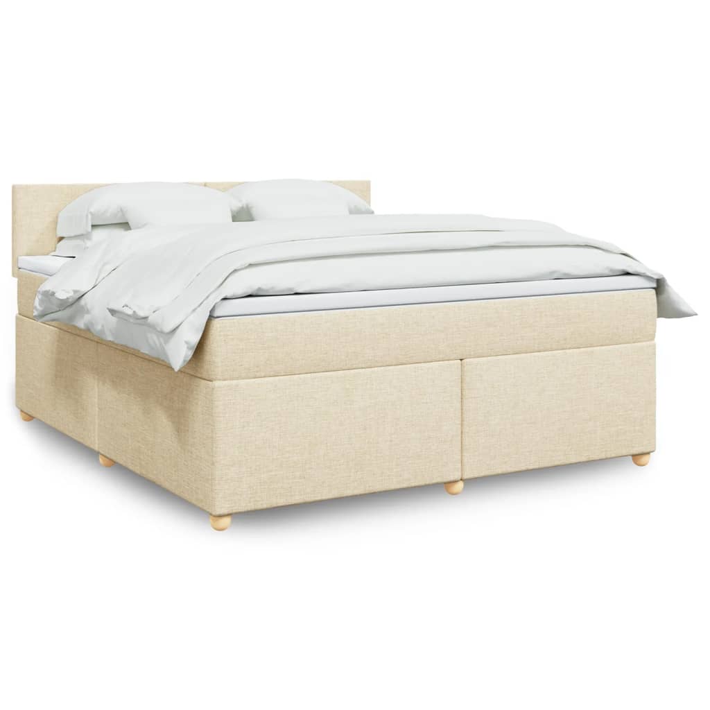 Krevet s oprugama i madracem krem 180x200 cm od tkanine