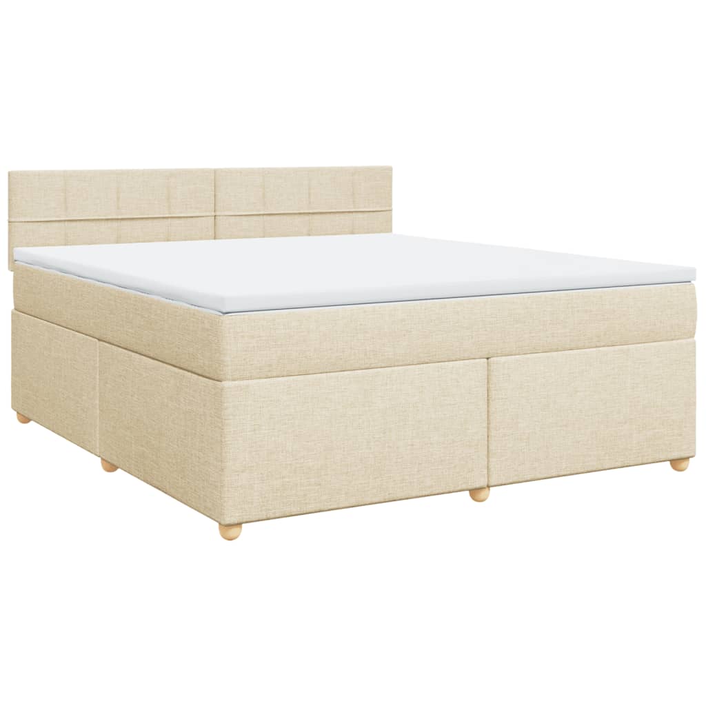 Krevet s oprugama i madracem krem 180x200 cm od tkanine