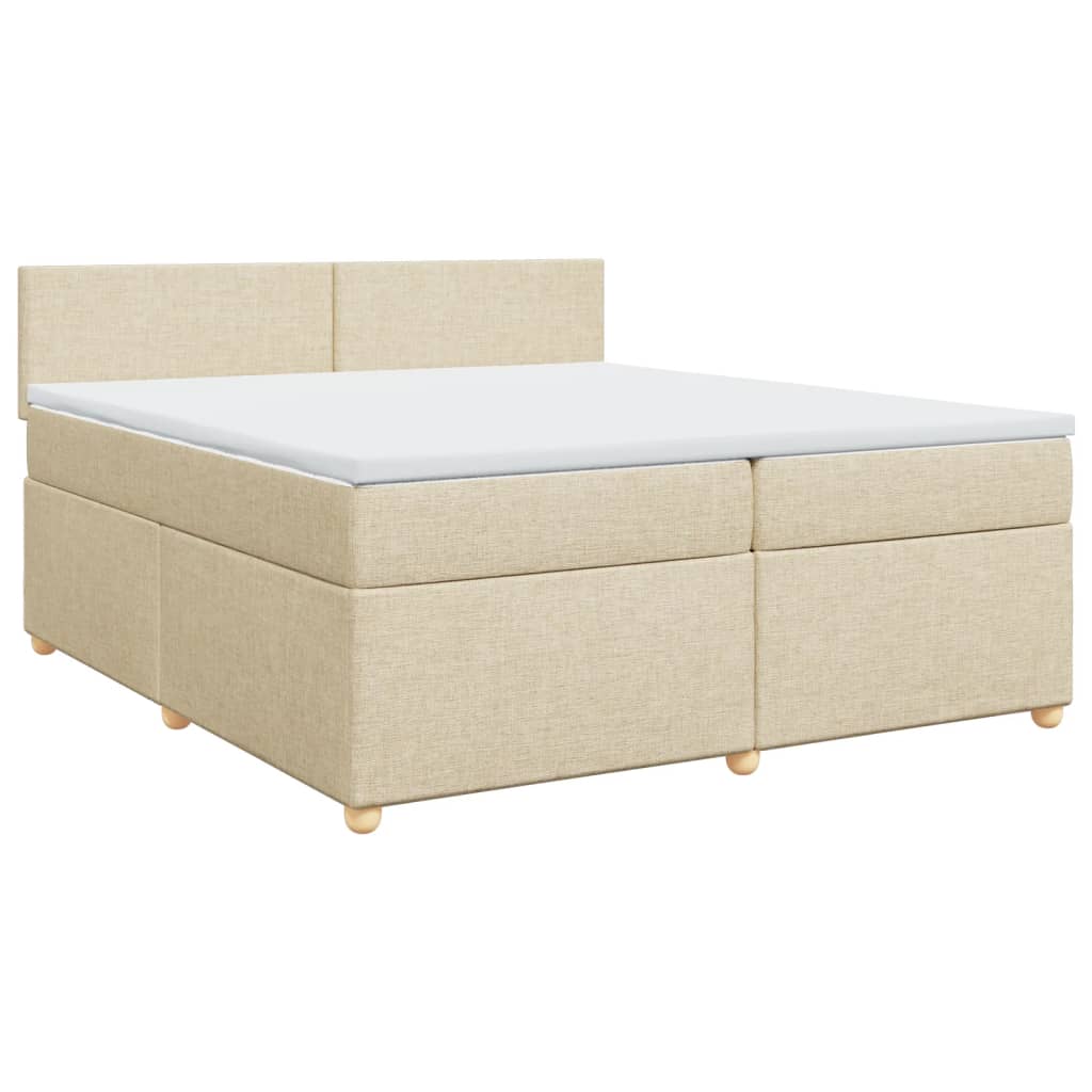 Krevet s oprugama i madracem krem 200 x 200 cm od tkanine