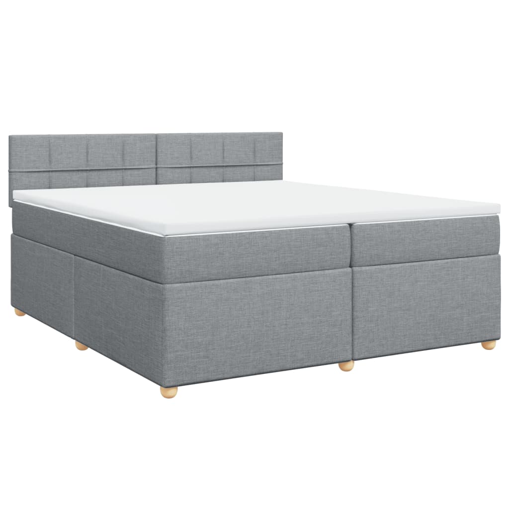 Krevet s oprugama i madracem svjetlosivi 200 x 200cm od tkanine
