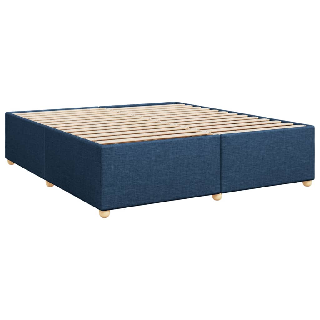 Krevet s oprugama i madracem plavi 200 x 200 cm od tkanine
