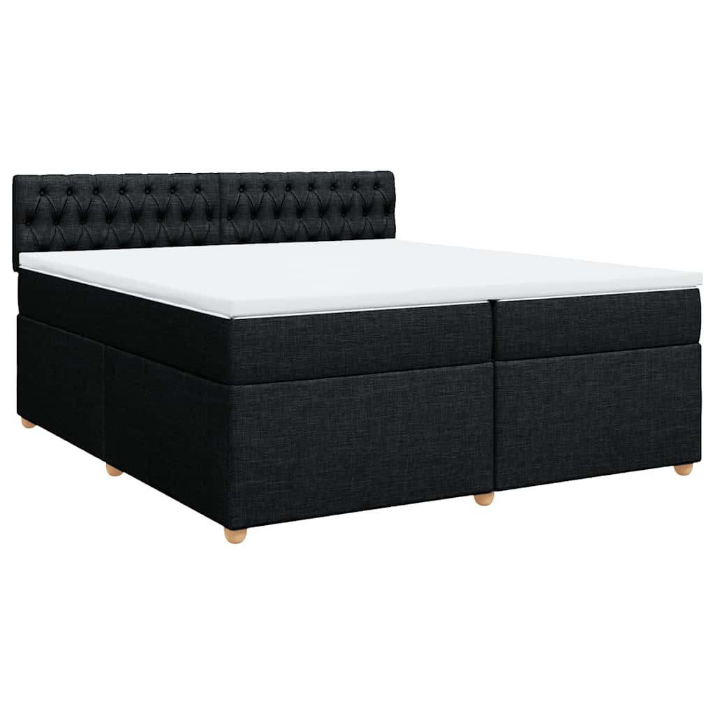 Krevet s oprugama i madracem crni 200x200 cm od tkanine