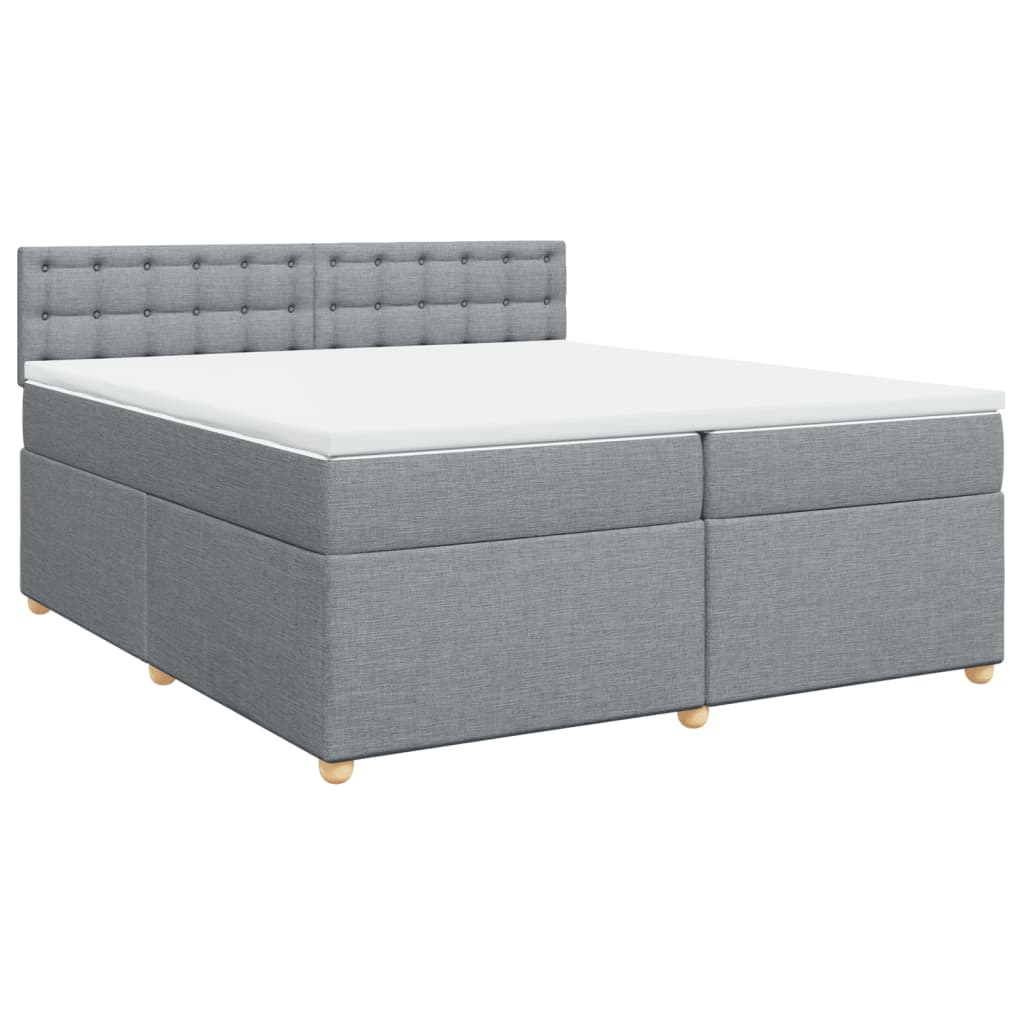 Krevet s oprugama i madracem svjetlosivi 200 x 200cm od tkanine