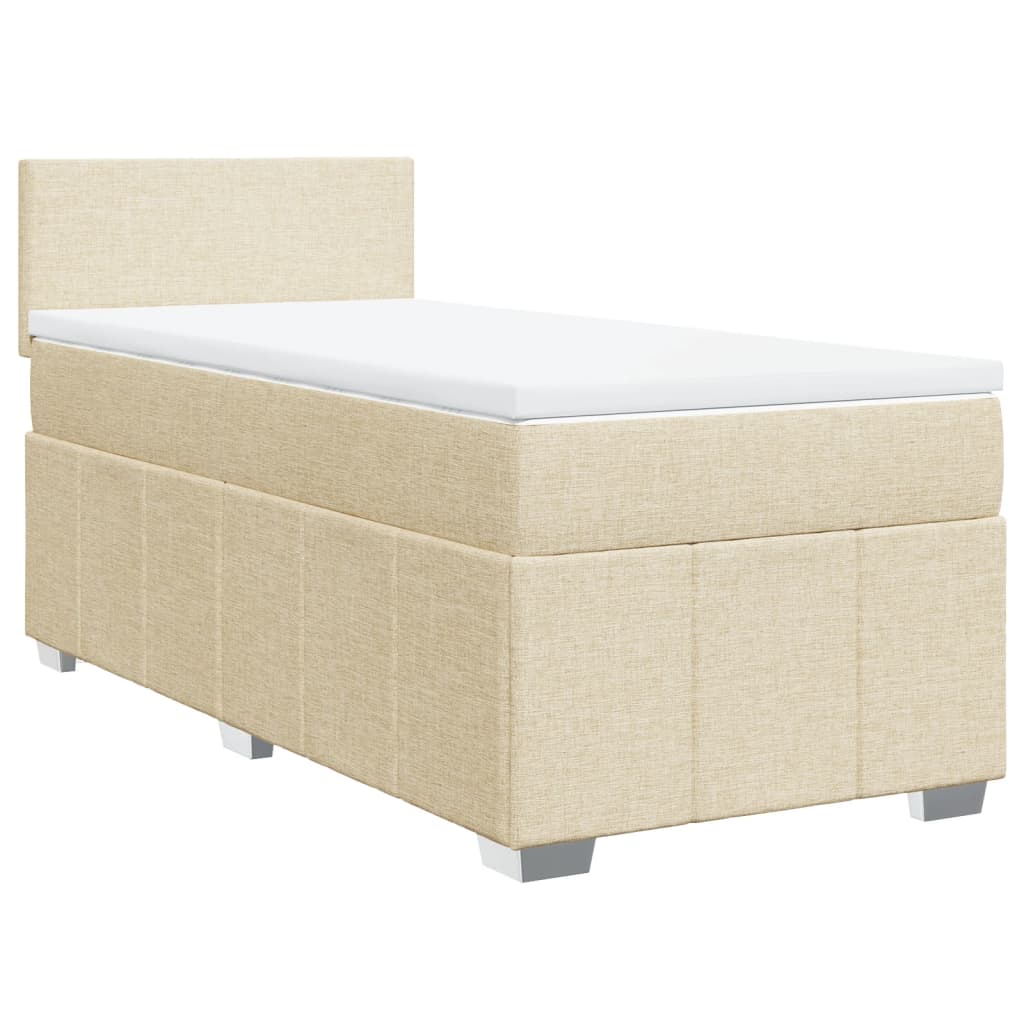 Krevet s oprugama i madracem krem 90 x 200 cm od tkanine