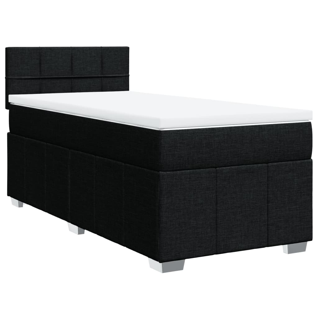 Krevet s oprugama i madracem crni 90x200 cm od tkanine