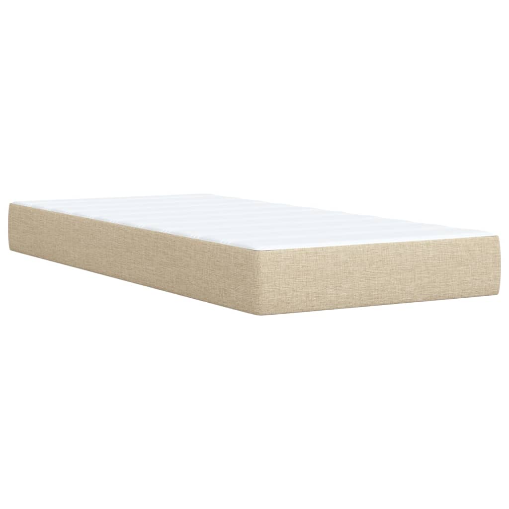 Krevet s oprugama i madracem krem 90 x 200 cm od tkanine