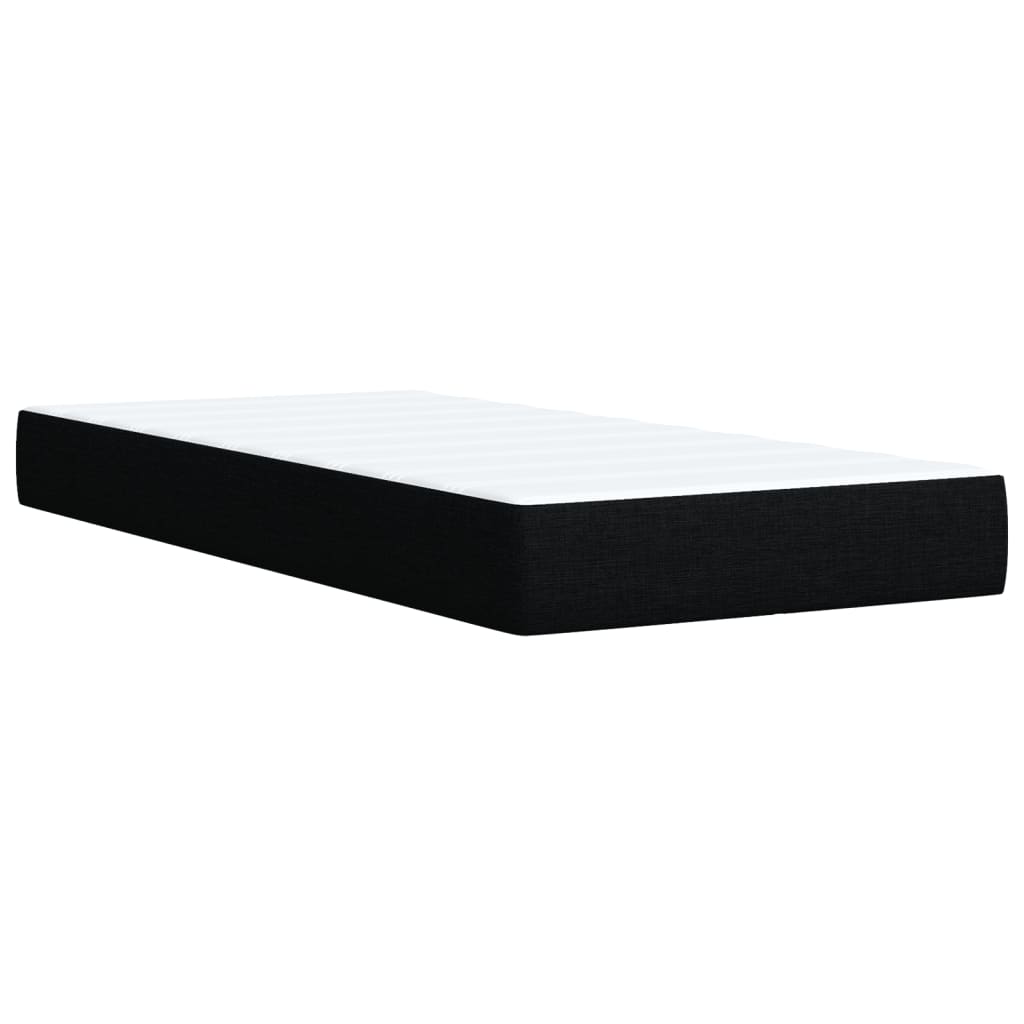 Krevet s oprugama i madracem crni 100 x 200 cm od tkanine