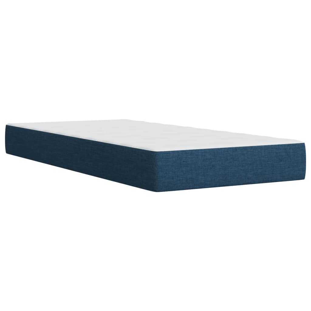 Krevet s oprugama i madracem plavi 100 x 200 cm od tkanine