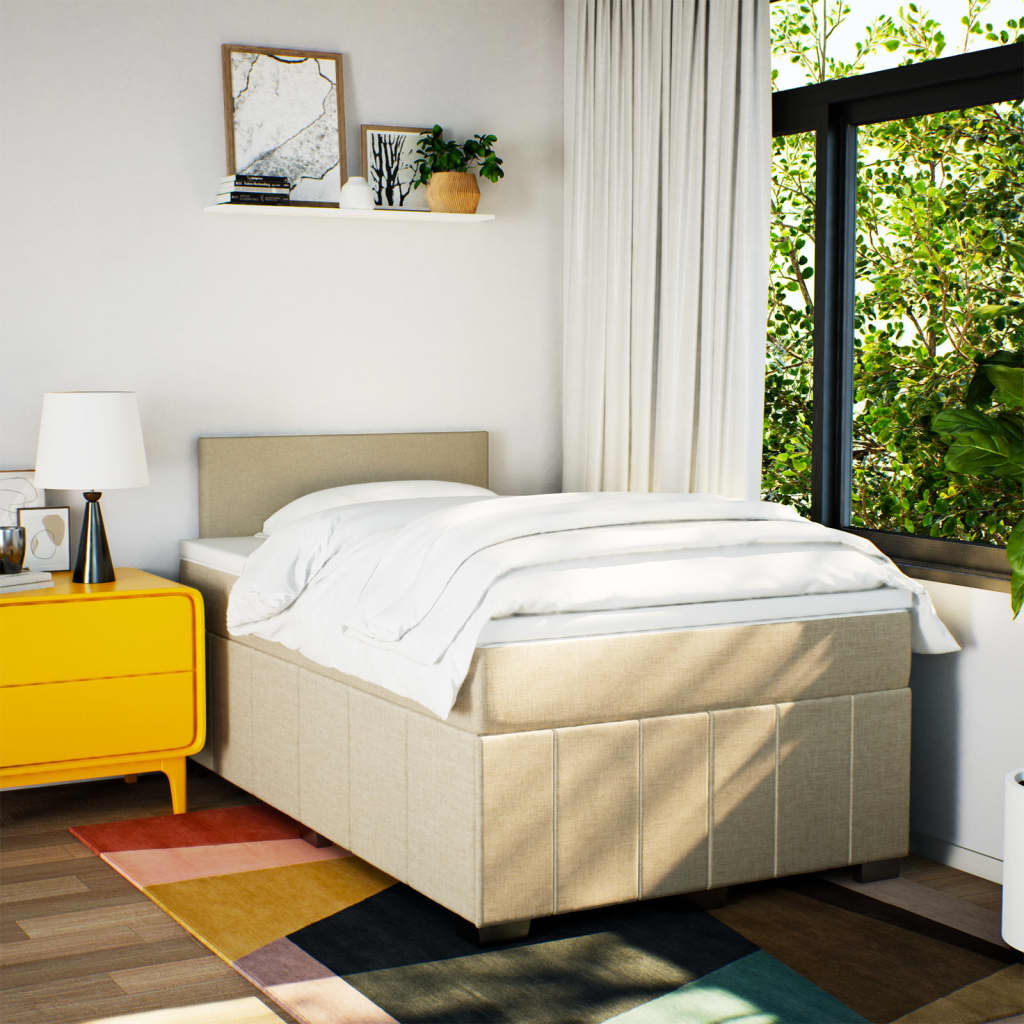 Krevet box spring s madracem krem 120 x 190 cm od tkanine