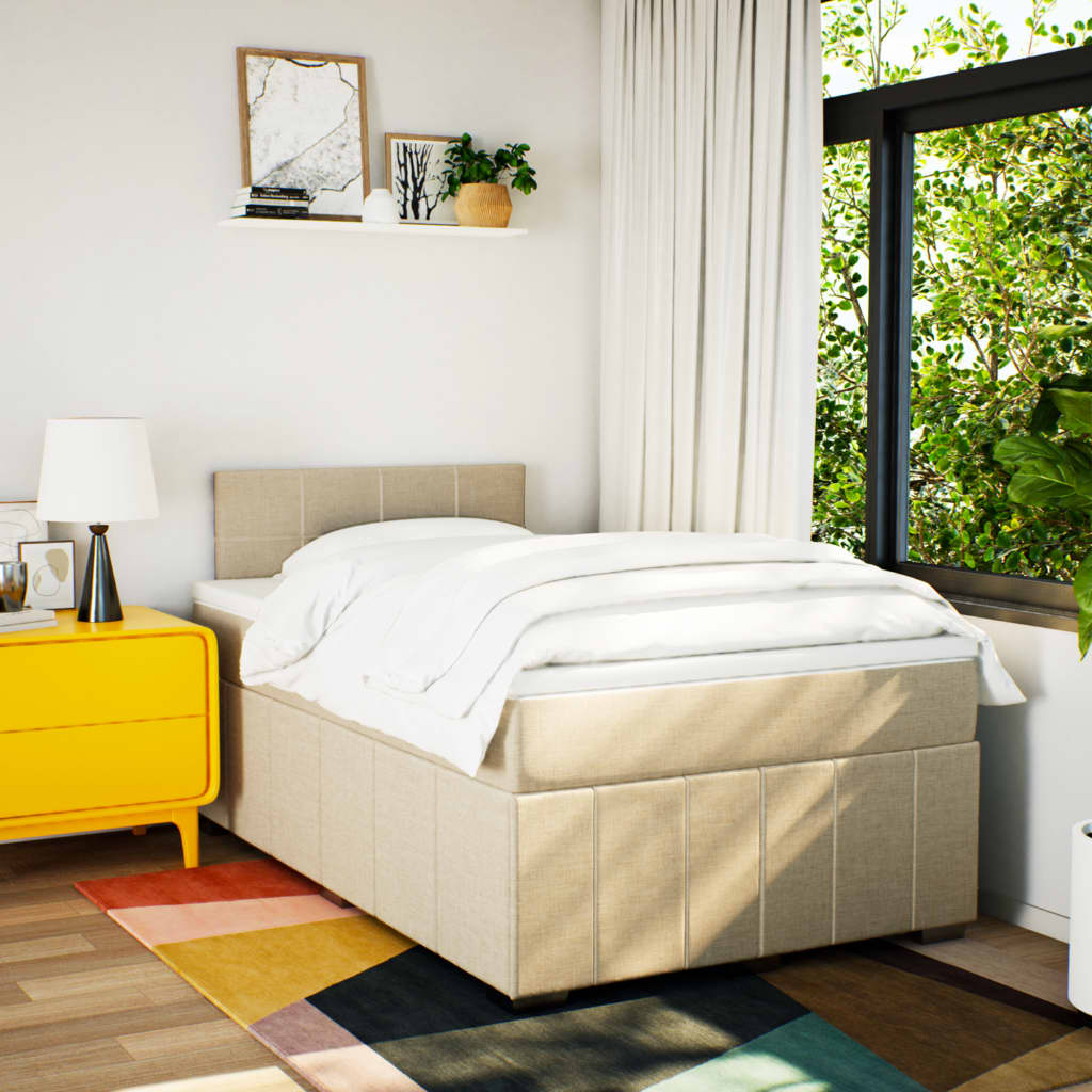 Krevet box spring s madracem krem 120 x 190 cm od tkanine