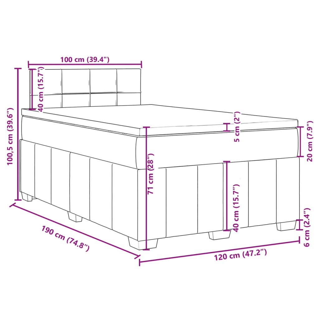Krevet box spring s madracem krem 120 x 190 cm od tkanine