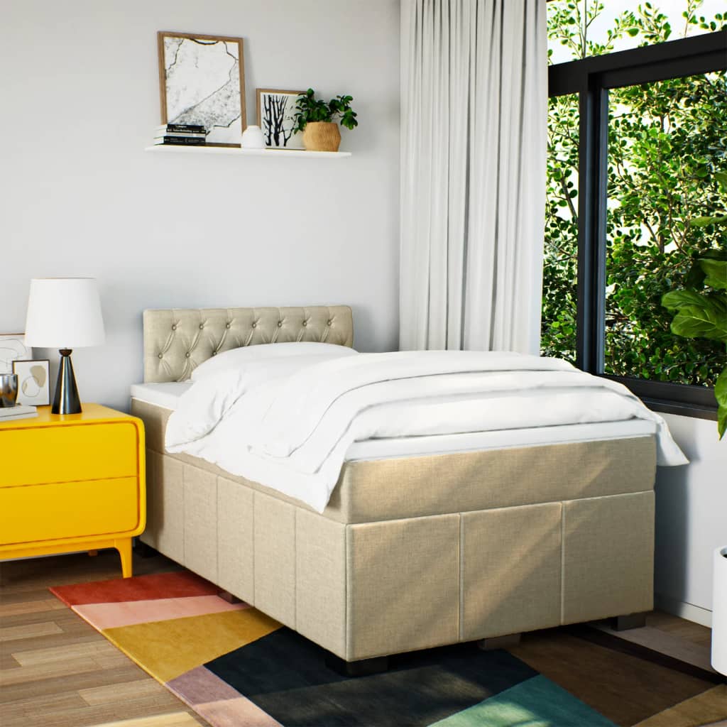 Krevet box spring s madracem krem 120 x 190 cm od tkanine