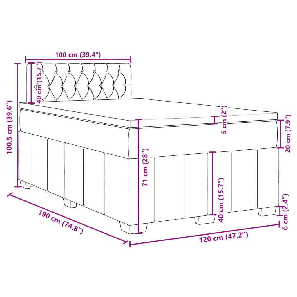 Krevet box spring s madracem krem 120 x 190 cm od tkanine