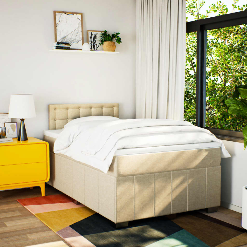 Krevet box spring s madracem krem 120 x 190 cm od tkanine