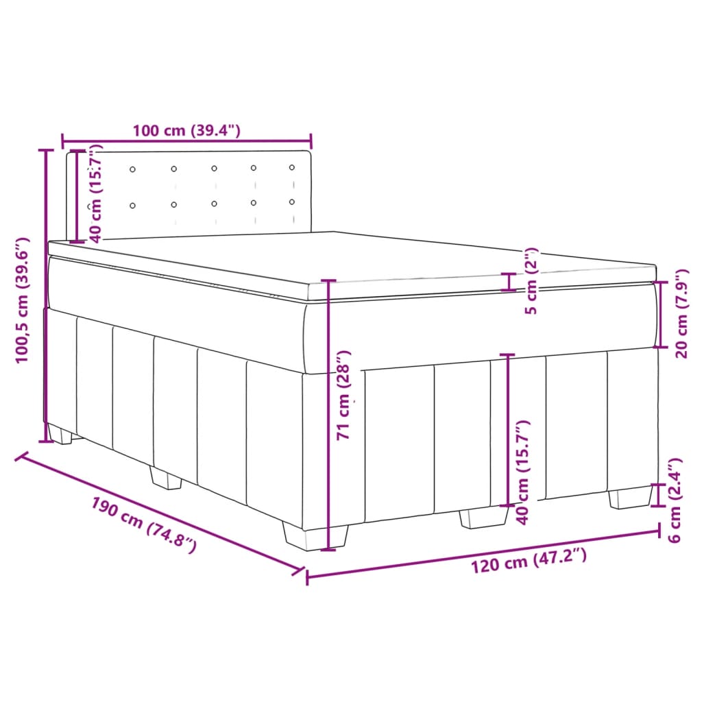 Krevet box spring s madracem krem 120 x 190 cm od tkanine