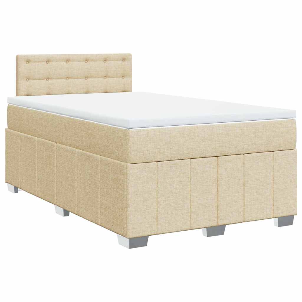 Krevet s oprugama i madracem krem 120 x 200 cm od tkanine