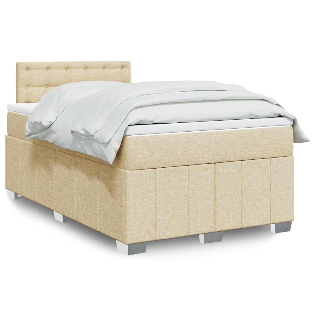 Krevet s oprugama i madracem krem 120 x 200 cm od tkanine